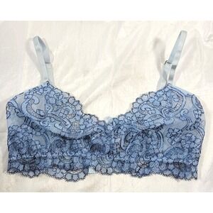 Victoria Secret Dream Angels Women's Non-padded Wireless Lace Bra - Blue - S-DD